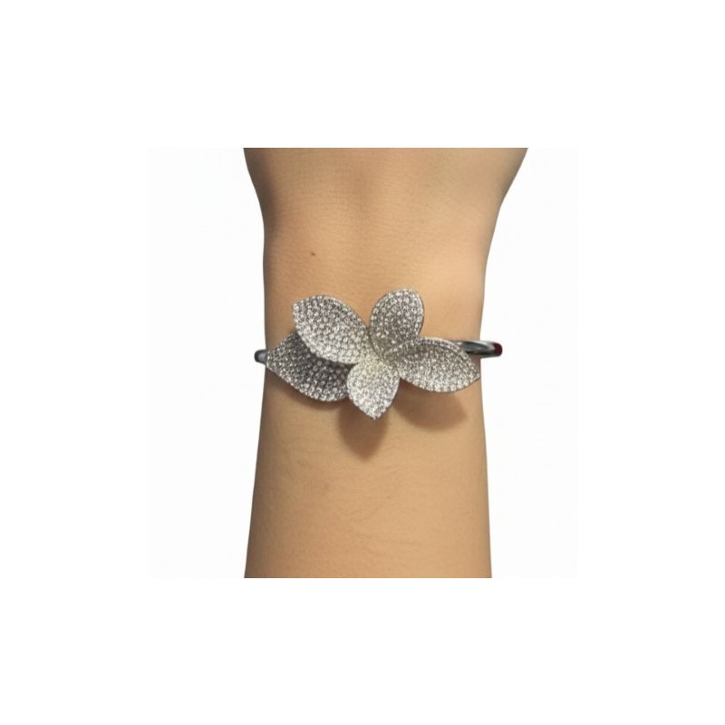 Pulseira Cuff em Prata 925 estilo florado