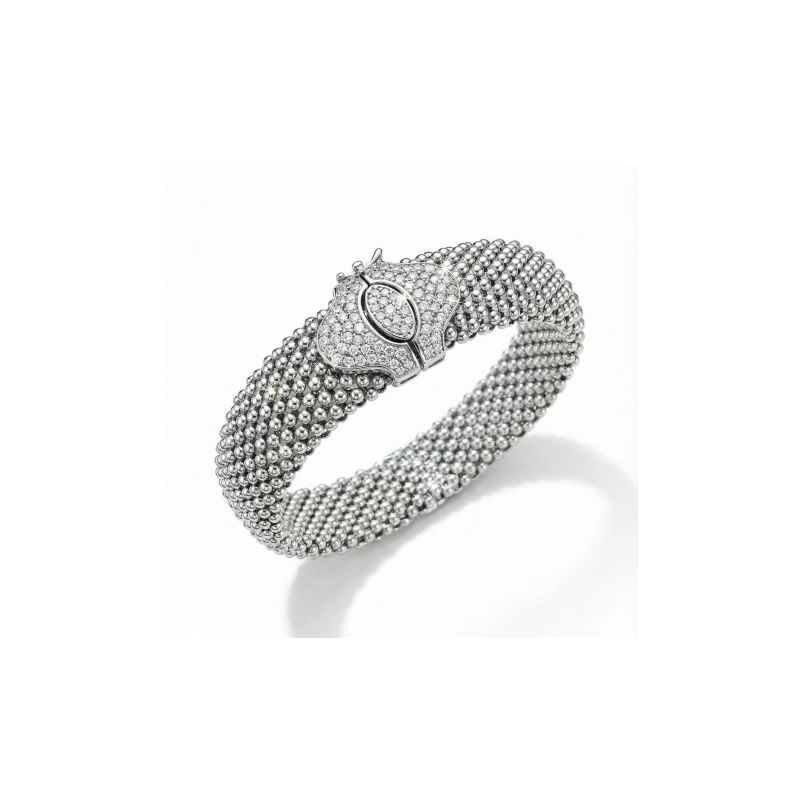 Escrava em Prata 925 com fecho pavê oval cravejado com zircónias