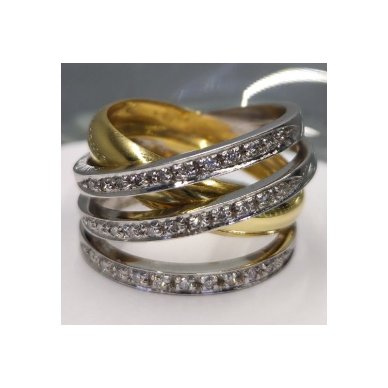 Anel Bicolor em Ouro 19.25k com Diamantes