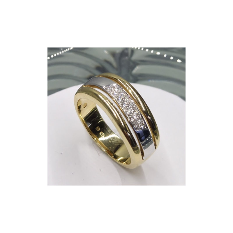 Anel em Ouro 19.25k Bicolor com Diamantes
