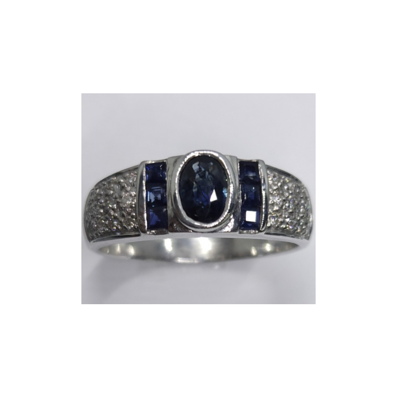 Anel Diamante Ouro 19.25k com pedra Safira