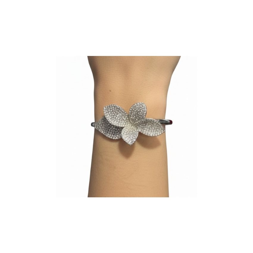 Pulseira Cuff em Prata 925 estilo florado