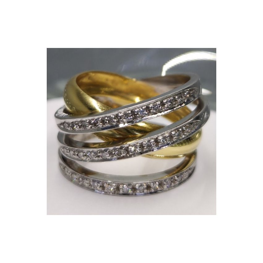 Anel Bicolor em Ouro 19.25k com Diamantes