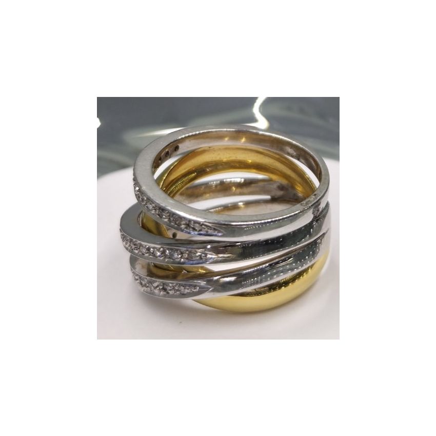 Anel Bicolor em Ouro 19.25k com Diamantes