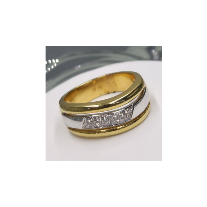 Anel em Ouro 19.25k Bicolor com Diamantes