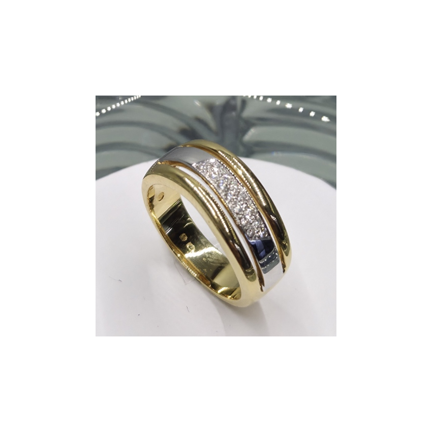Anel em Ouro 19.25k Bicolor com Diamantes